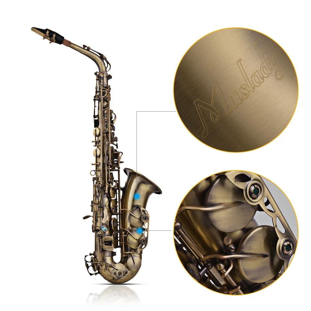 Альт саксофон Muslady Eb E flat высокого качества с антикварным покрытием чехол для Sax С