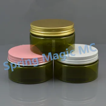 

50pcs/lot 100ml Green Cream Jars With pink/gold/white Aluminum Lid Empty Jar,3.5oz cosmetic jars Hair wax Case,100g mask jars