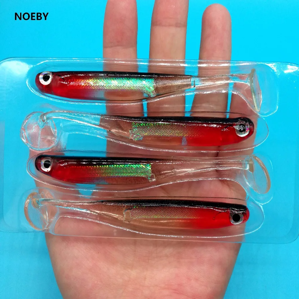 NOEBY 16 шт./лот Мягкая приманка искусственная приманка/9 5 см 4 цвета силиконовая для
