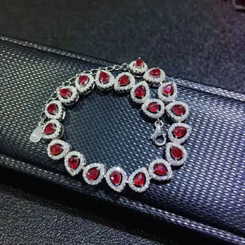 

Fidelity natural 3*4mm ruby Bracelets s925 sterling silver fashion fine jewelry for women wedding natural red gemstone