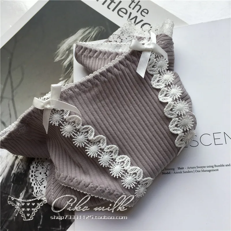 

HUI GUAN Japan Cute Sweet Style Women Underwear Panties Striped Cute Bow Stretchy Sexy Breathable Seductive Soft Female Lingerie