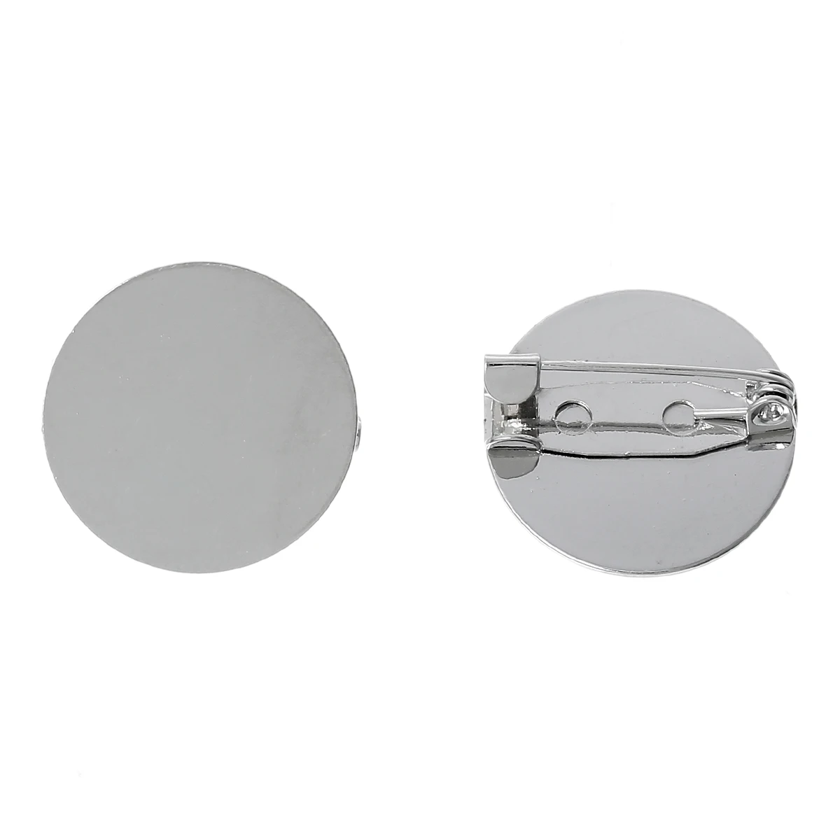 

20PCs Silver Tone Round Cabochon Setting Brooches 20mm(Fit 20mm Dia.) (B20273)