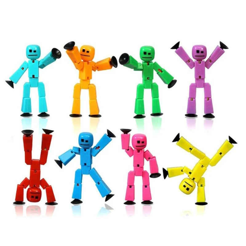 Goede 20 stks partij Kleuren Willekeurig verzenden leuke Sticky Robot Sucker Zuignap grappige Beweegbare action figure speelgoed