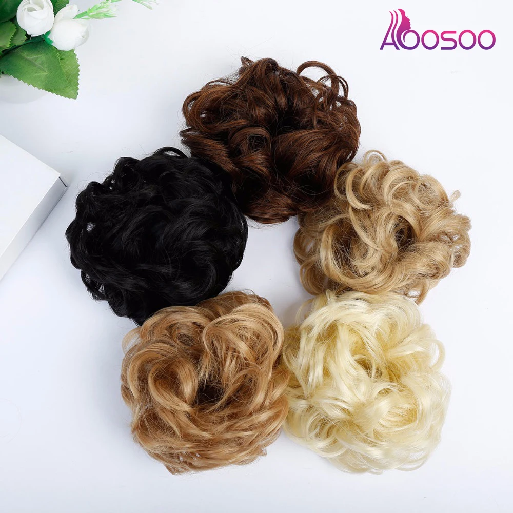 AOOSOO hair band with rubber band synthetic hair donut hair piece hairpin wrapped ponytail