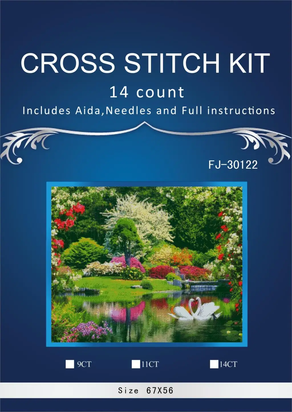 

oneroom Swans in Parks Embroidery Crafts Needlework 14CT Unprinted Arts Cross Stitch Kits DMC DIY Quality