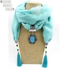 Однотонный платок женский Ювелирный шарф Элегантное ожерелье подвеска Женский газовый шарф хлопок теплый зимний шарф головные уборы шарфы