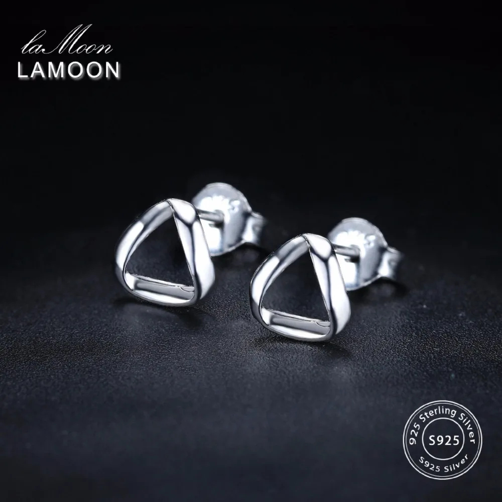 

LAMOON 2018 New Simple Twist Triangle Silver Color S925 Stud Earrings 925 Sterling Silver Fine Jewelry for Women Gift LMEY162