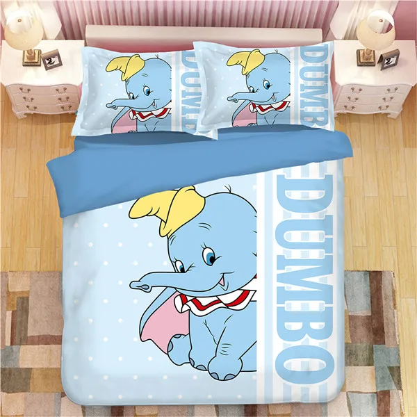 New Cartoon Dumbo Pattern Bedding Set Boy/Girls Baby Single Twin king Kids Duvet Cover Set Pillowcases queen blanket cover - Цвет: style 6