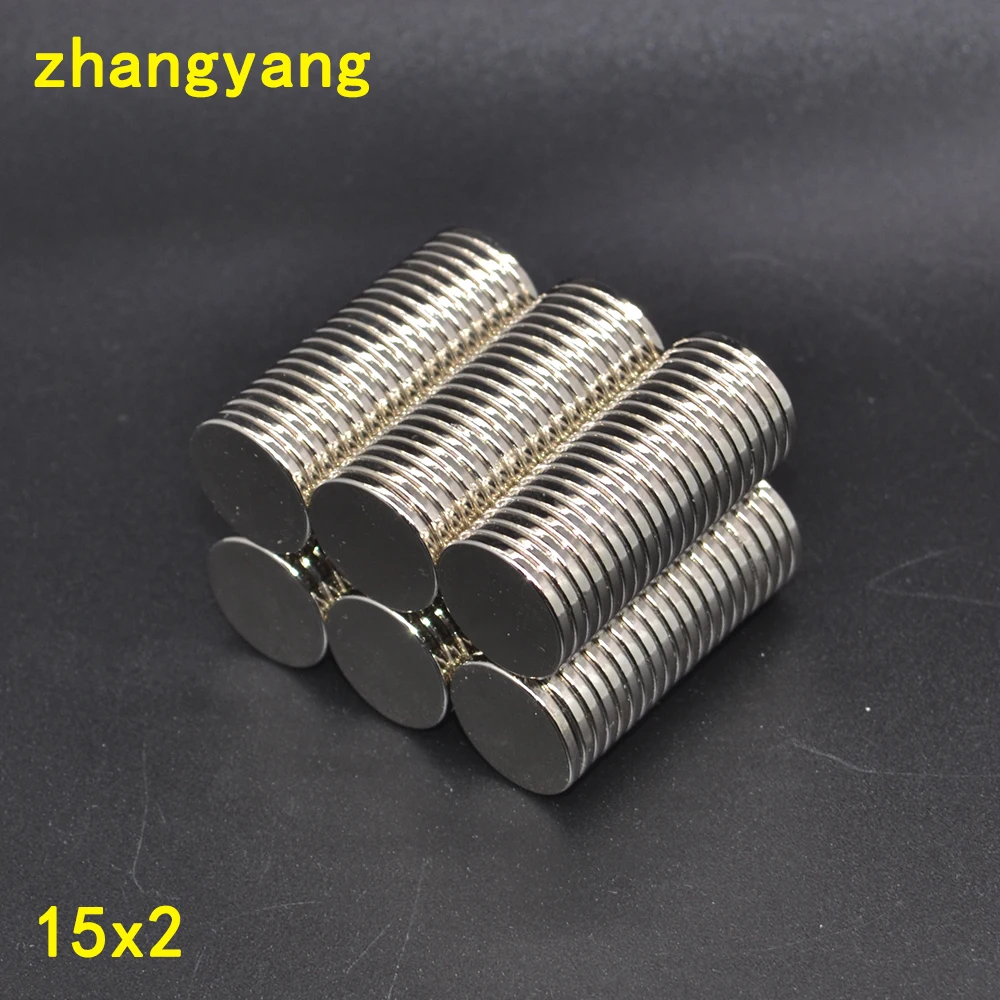 N52 Neodymium Magnet Disc 15mm X 2mm - Super Strong Rare Earth Round Nickel Plated