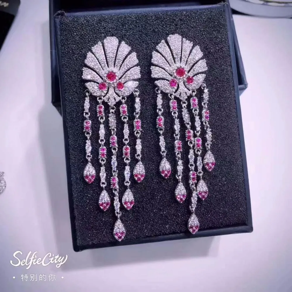 

Fashion Clear Marquise CZ Long Drop Earrings Luxury Beautiful Wedding Bride Earring For Women Engagement Christmas Gifts E-176