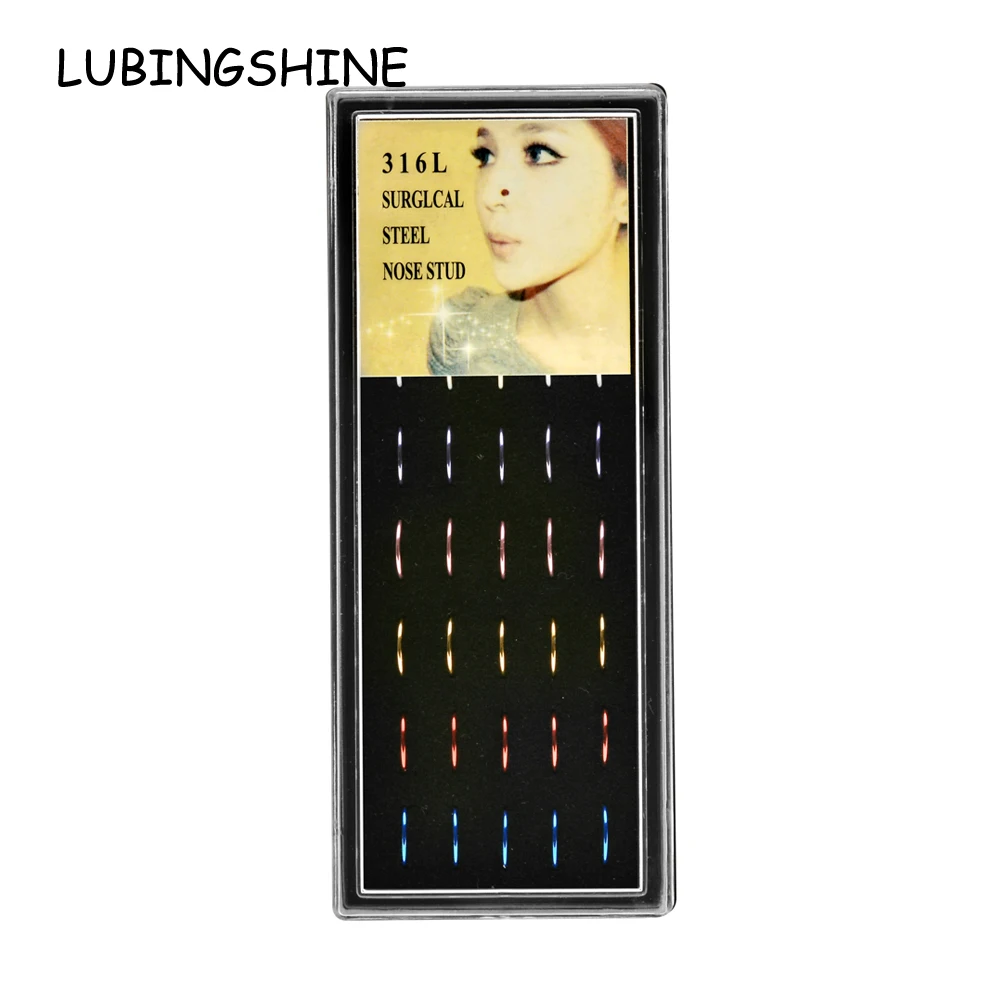 

LUBINGSHINE Multi Round Piercing Nose Rings $Stud for Women Men Rock Punk Stainless Steel Fashion Body Jewelry 40pcs/set