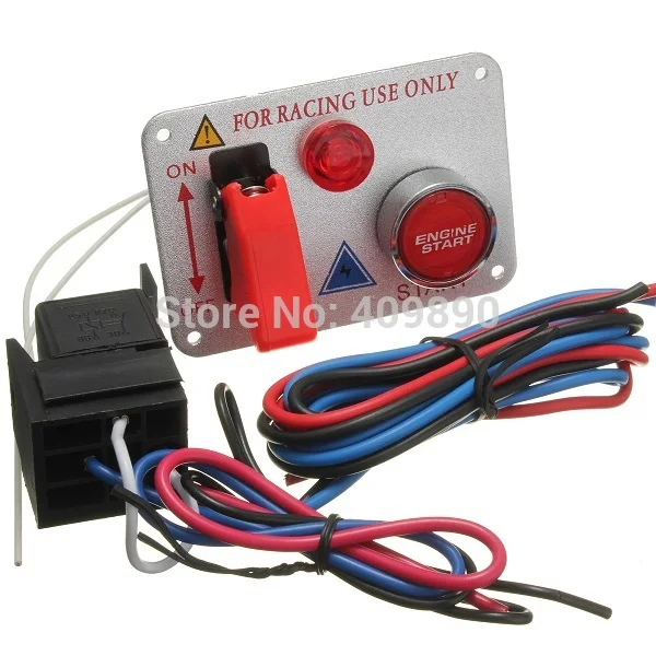 100pcs/lot 12v Car Flipup Gnition Push Red Engine Start Button Toggle
