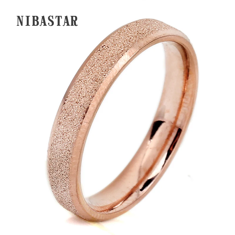 

Women Rings Stainless Steel Rose Gold Color Simple Dull Polish Couple Rings Wedding Rings