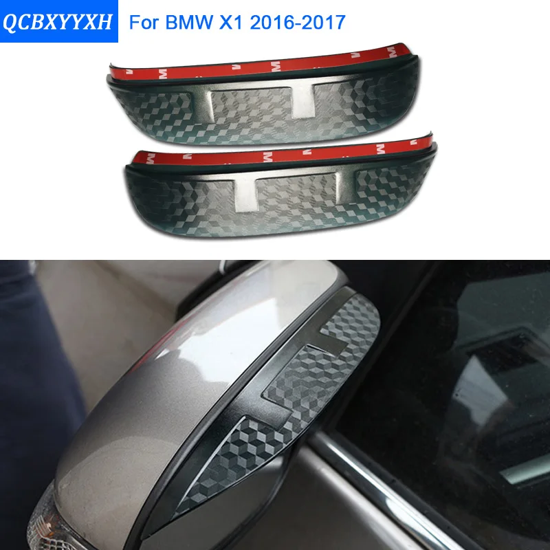 

Car Styling Carbon Rain shield rearview mirror eyebrow Rainproof Flexible Blade Protector Accessory For BMW X1 2016 2017