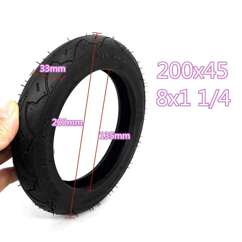 

8x1 1/4 (200*45) Pneumatic Wheel Inner Tire Air Wheel Outer Tire Inflatable Tyre elastic damping tightness aging resistance