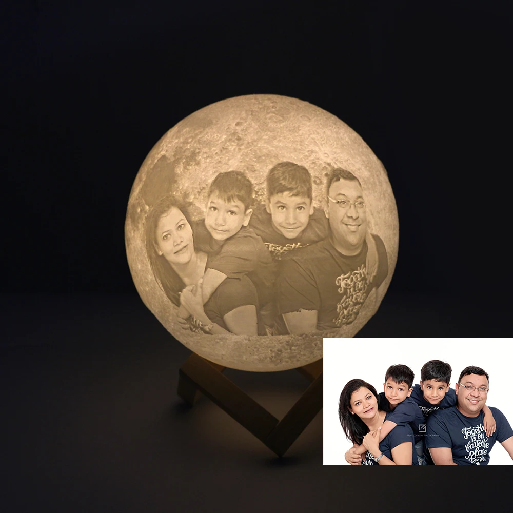 Сделанная на заказ Лунная лампа 3D печать Луна фото текстовый узор на Луне светильник Глобус светящийся лунный светильник Сенсорное изменение цвета