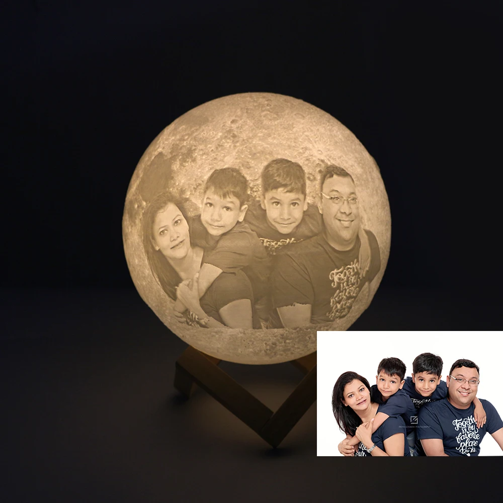 Изготовленная на заказ Лунная лампа 3D печать лунная фотография рисунок текста