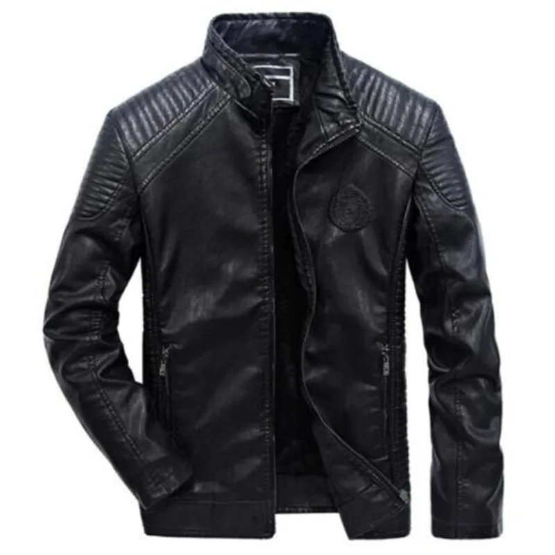 

Leather Jacket Men Casual Slim Fit Pu Biker Motorcycle Leather Jackets Mens Fashion Plus Size 5XL 6XL Warm Stand Collar Coats
