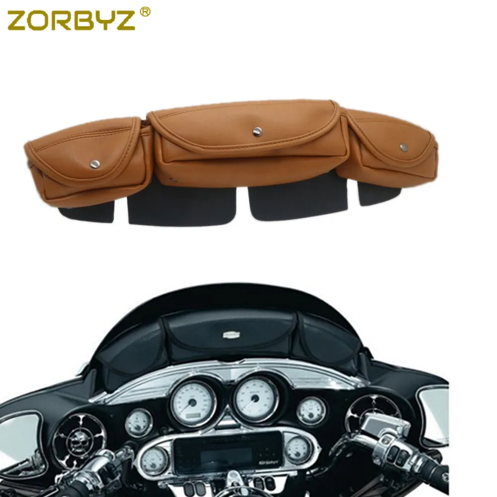ZORBYZ Motorcycle 3 Pocket Windshield Batwing Fairing Pouch Bag For