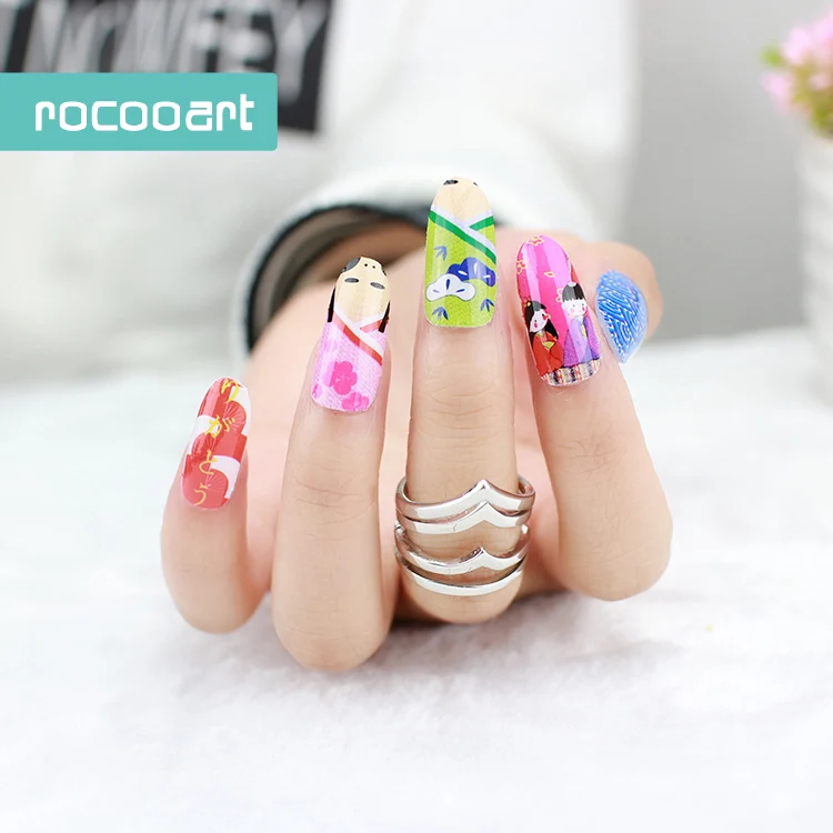 Rocooart Y5225 милое кимоно клейкая наклейка для ногтей маникюрная Женская обертывание