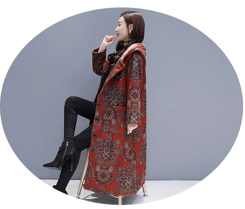 Осенне-зимний Женский Тренч, винтажное замшевое длинное женское пальто с цветочным принтом, женская верхняя одежда, пальто размера плюс, кардиган, Тренч