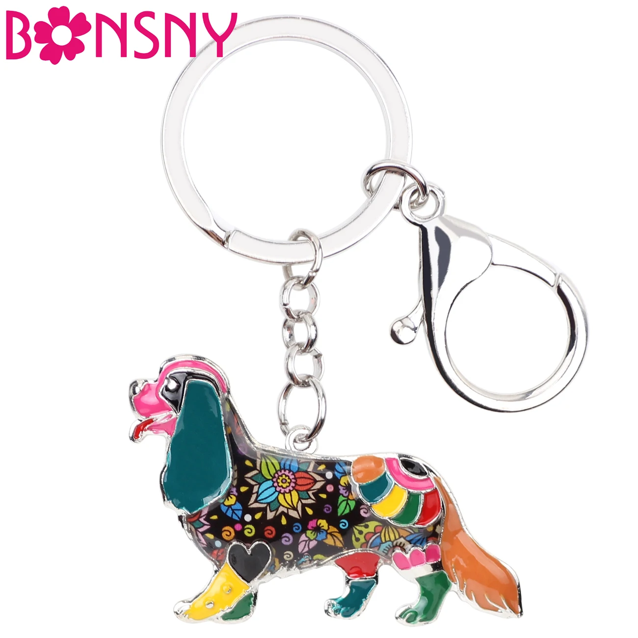 

Bonsny Enamel Cavalier King Charles Spaniel Key Chain Key Ring Handbag Bag Charm Dog Keychains Gifts Souvenir Jewelry For Women