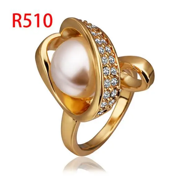 Wholesale 18K Yellow Gold Plated Austrian Crystal Pearl Ring Fashion Jewelry R121 | Украшения и аксессуары