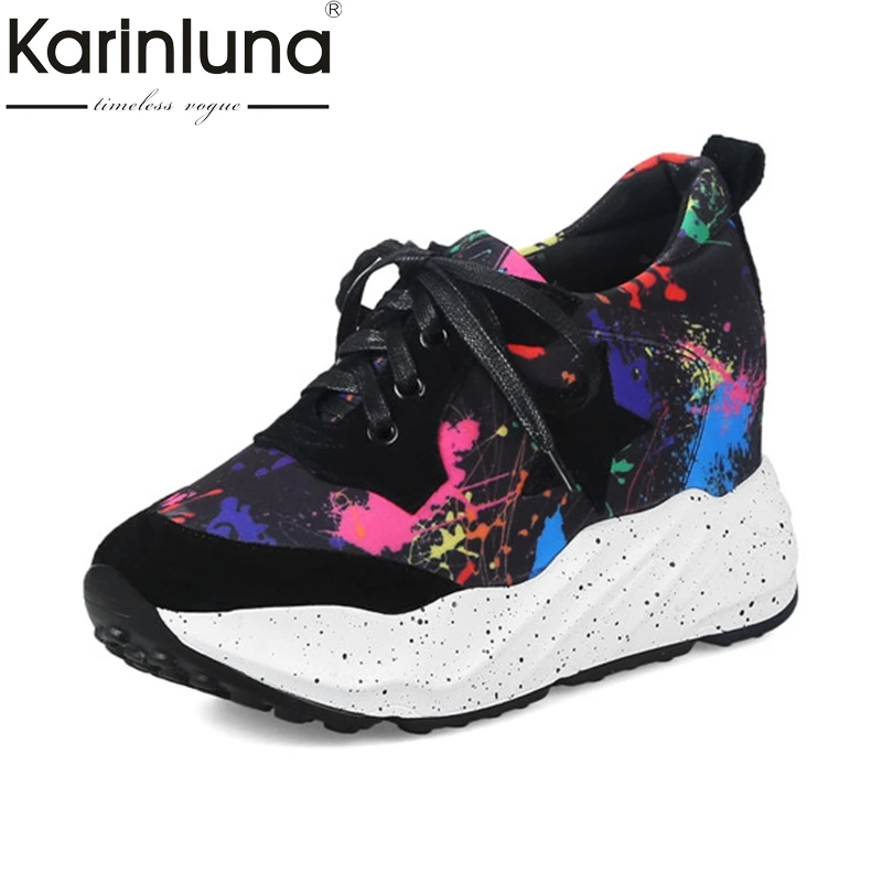 

KarinLuna Women's Colorful Print sneaker Lace Up Shoes Woman Round Toe Platform casual women shoes Size 33-42