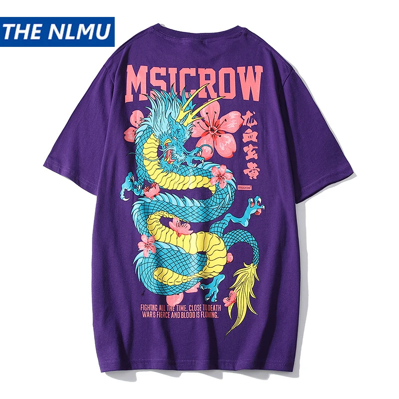 

Chinese Dragon Print T-shirts Men Streetwear Hip Hop tshirt Mens O-Neck 2019 Summer Spring Casual Tops Tees for Male HA059