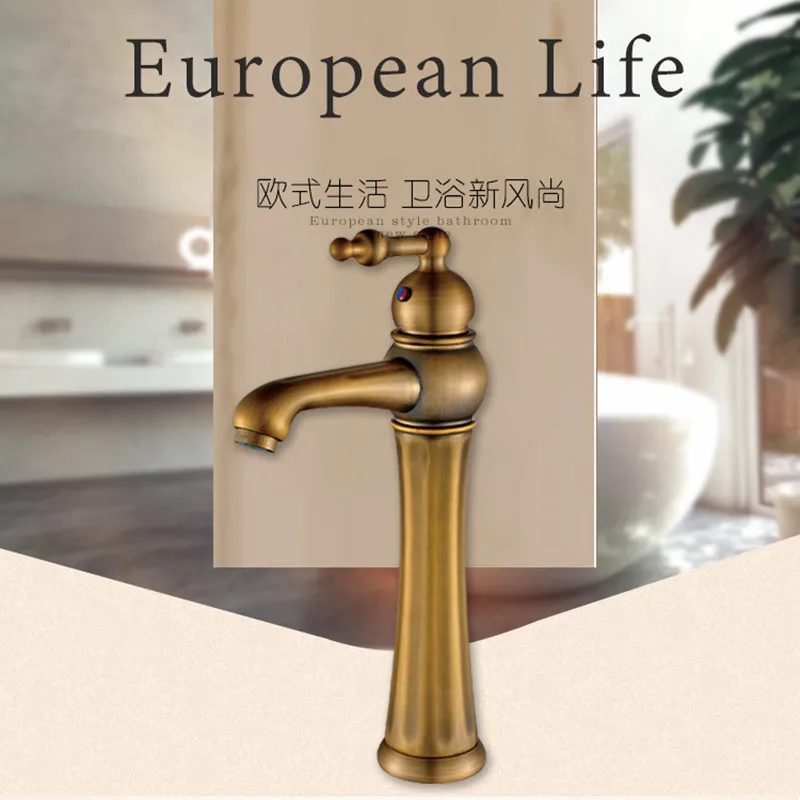 

Free Shipping Deck mounted antique bathroom basin sink faucet with single handle antique kitchen sink mixer tap from DONA WARE