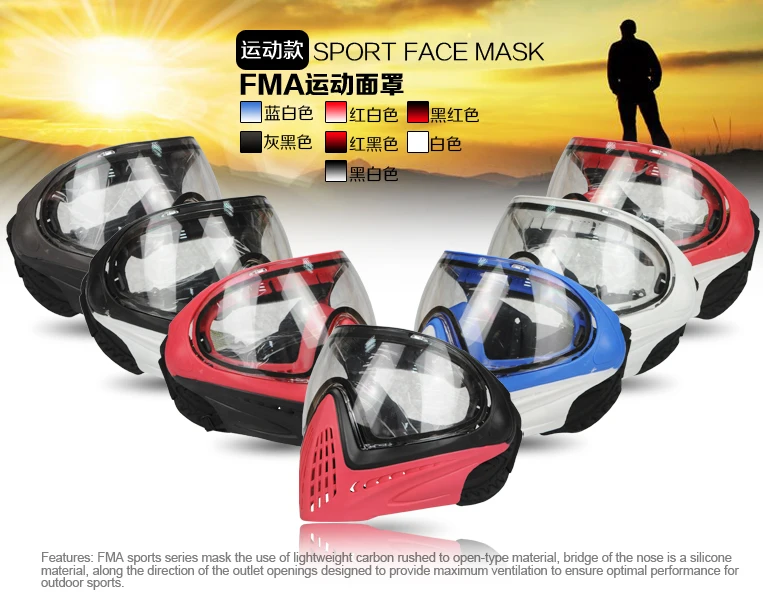 

FMA Tactical Paintball Anti-fog Goggle Full Face Mask With Double Layer Mirror