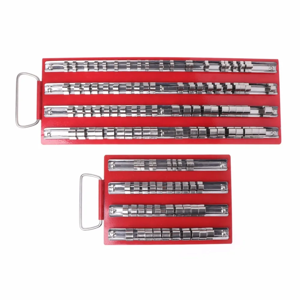 OOTDTY 80pcs/40pcs Socket Tray Rack 1/4", 3/8", 1/2" inch Snap Rail Tool Set Organizerin Tool