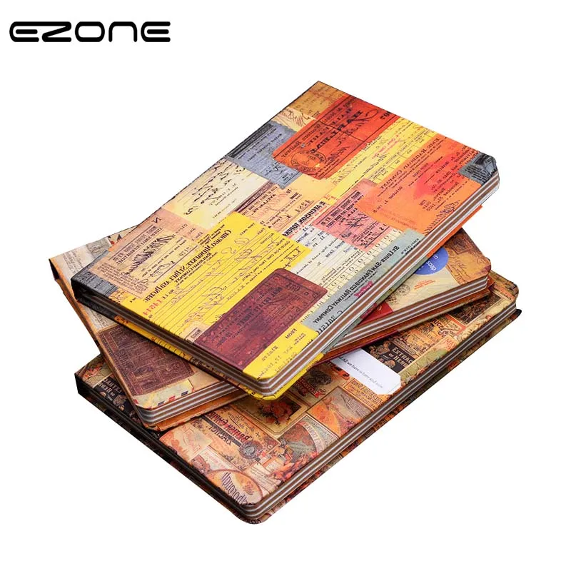 

EZONE Vintage Creative Style Notebook Retro Diary Colored Printed Note Book Personal Planner Sketchbook Office&School Supplies