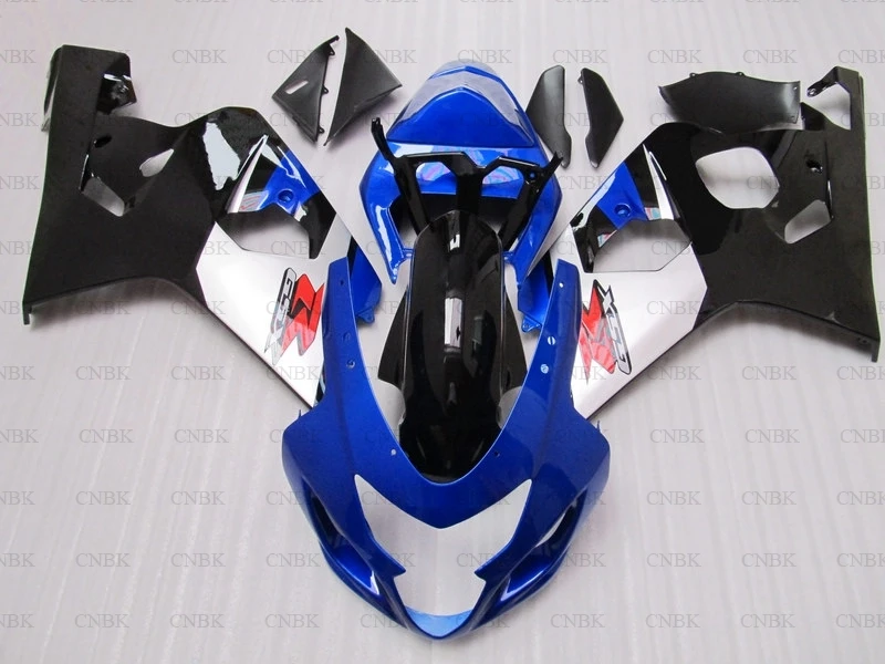 Для GSX R 750 2004-2005 K4 набор для всего тела GSXR 750 2004 цвет синий, черный; большие размеры Обтекатели из белого пластика GSX R 750 2005 Пластик обтекатели