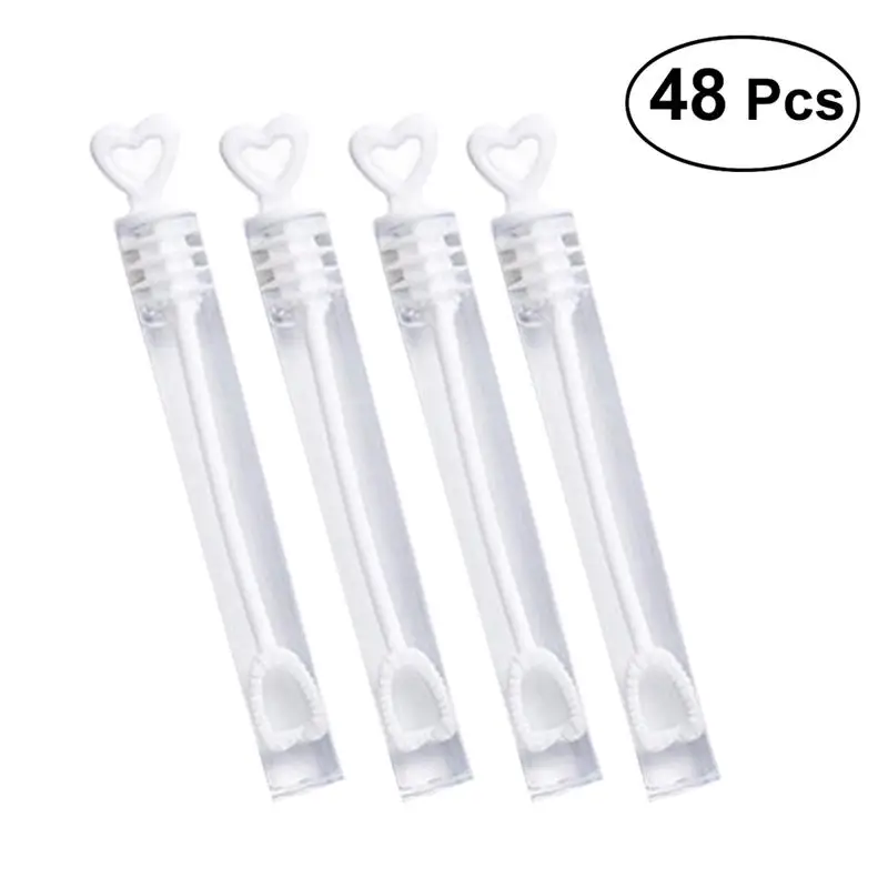 

48pcs Wedding Bubble Wand Heart Tube Bubble Stick Party Favours Table Decoration Party Accessories