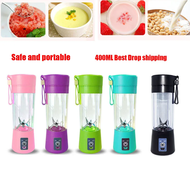 

High quality safety system 400ml Portable Juice Blender USB Juicer Cup Fruit Mixer Six Blade Mixing Machine Smoothies