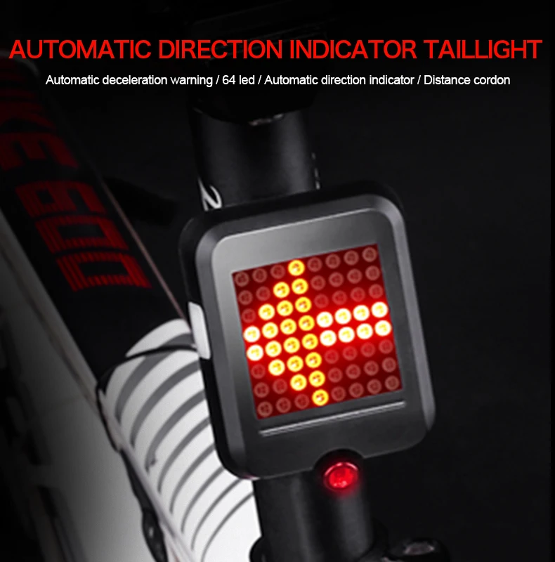 Bicycle Light Automatic Direction Indicator Taillight USB Charging Mountain Bike Safety Warning Light bisiklet aksesuar