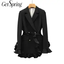 GETSRING, Женский блейзер, пиджак в виде листка лотоса, жемчужный Женский блейзер, двубортный, для женщин, s, блейзеры с длинным рукавом, костюм, пальто, женские топы, новинка