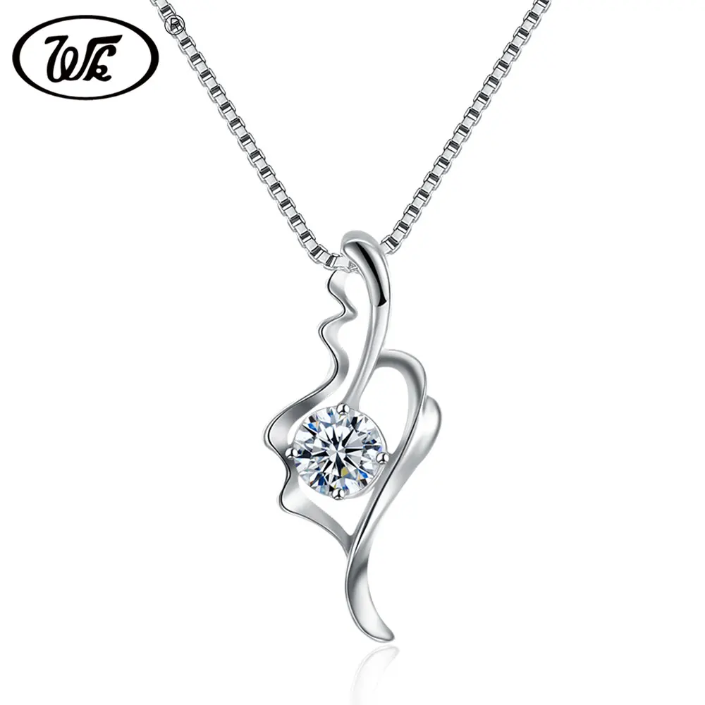 WK Hot Fashion Trendy 925 Sterling Silver Chain Hollow Crystal Pendant Necklace Jewelry For Girls Women Gift NEW 4W NNY61 | Украшения и