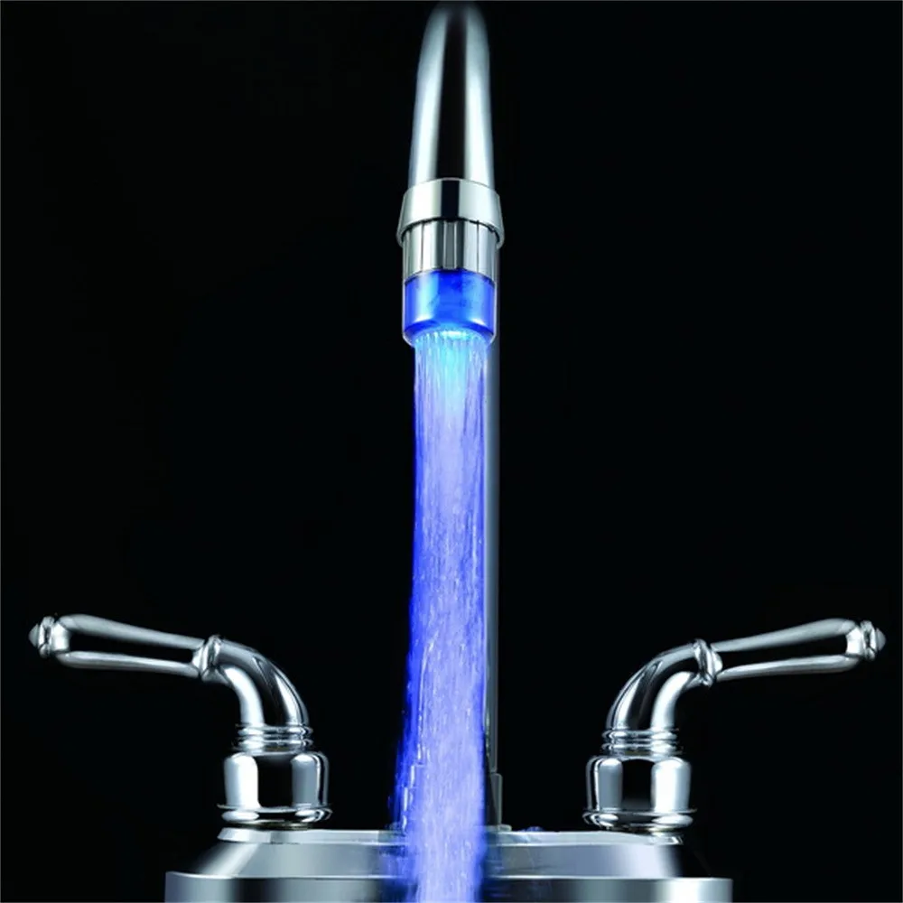 

LED Light Faucet Colorful Shower Anti-splash Head Water Bath Home Bathroom Glow Temperature Recogn Faucet Accessories #J1
