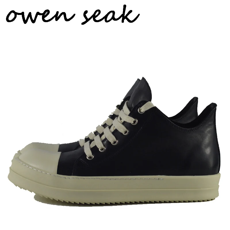 

Owen Seak Men Casual Shoes Luxury Trainers Genuine Leather Adult Spring Men Flats Black White Sneaker Big Size Loafers Shoes