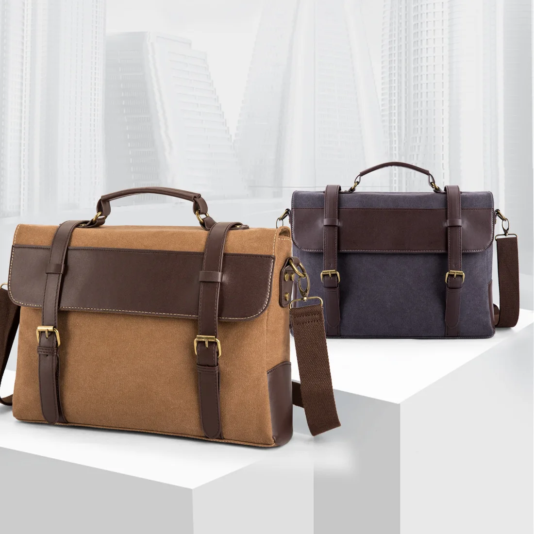 

Retro Men's Canvas Single-Shoulder Bag Portable Briefcase