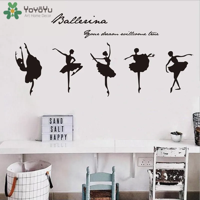 

YOYOYU Wall Decal Girl Dancing Wall Sticker Beautiful Ballet Dancers Vinyl Art Removeable Adesivi Parede ZX004