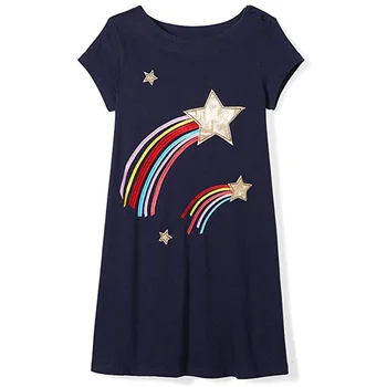 

Girls'Dresses Short-sleeved Zebra Star Embroidered Children's Dresses European and American Leisure dress