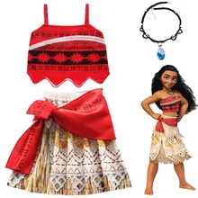 Вечерние маскарадные костюмы принцессы Моана для детей, платье Vaiana, костюм с ожерельем для Хэллоуина, костюмы для детей, подарки для девочек