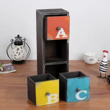 Colorful Wooden Boexs Office Desktop Storage Box Three Large Square Cosmetic Jewelry Storage Cabinets Wooden Container Hot Sales