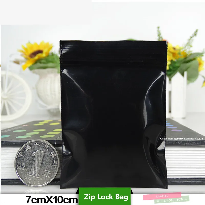 100 Flat Black Poly Zip Lock Bags Repacking Pouches 4x5cm 1.5x1.9/"