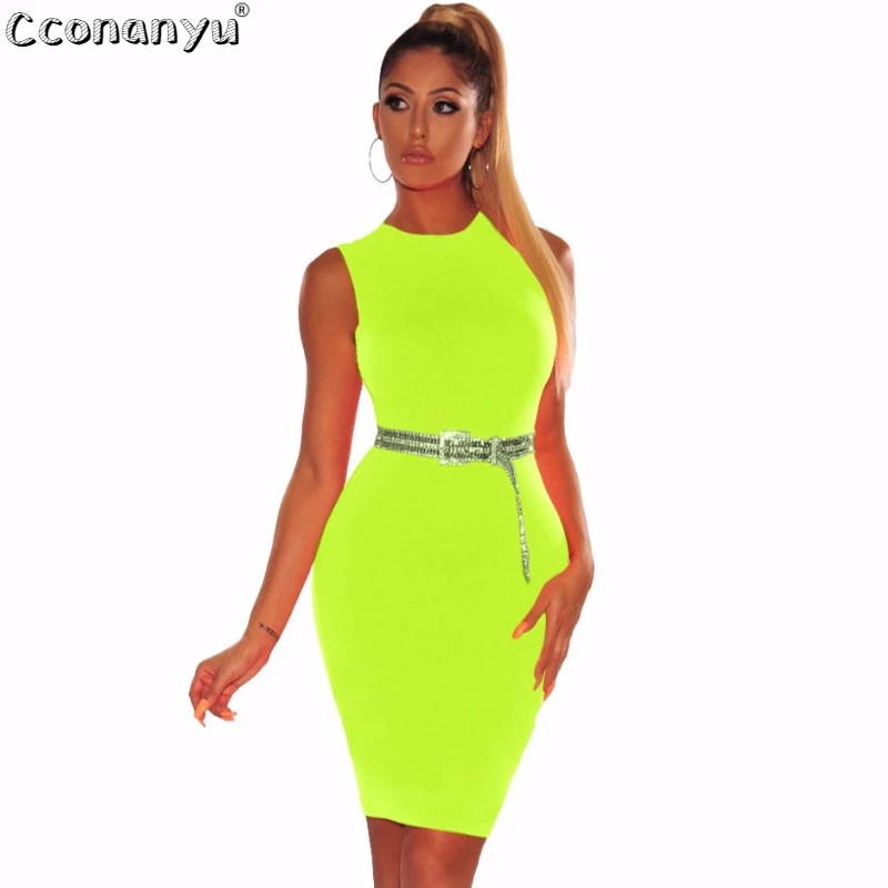 

Womens Dresses New Arrival 2019 O-Neck Slim Sexy Bodycon Dresses Summer Clothes for Woman Dress Elegant Evening No belt
