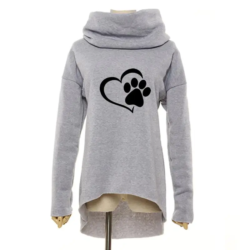  animal cat dog 2018 Women Winter Hoodies Scarf Collar Long Sleeve Fashion Casual Autumn Sweatshirts