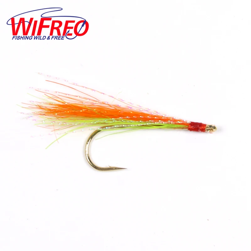 Wifreo 10 шт. #6 Золотой крючок Chartreuse оранжевый Стример Летать с проблесковым крылом